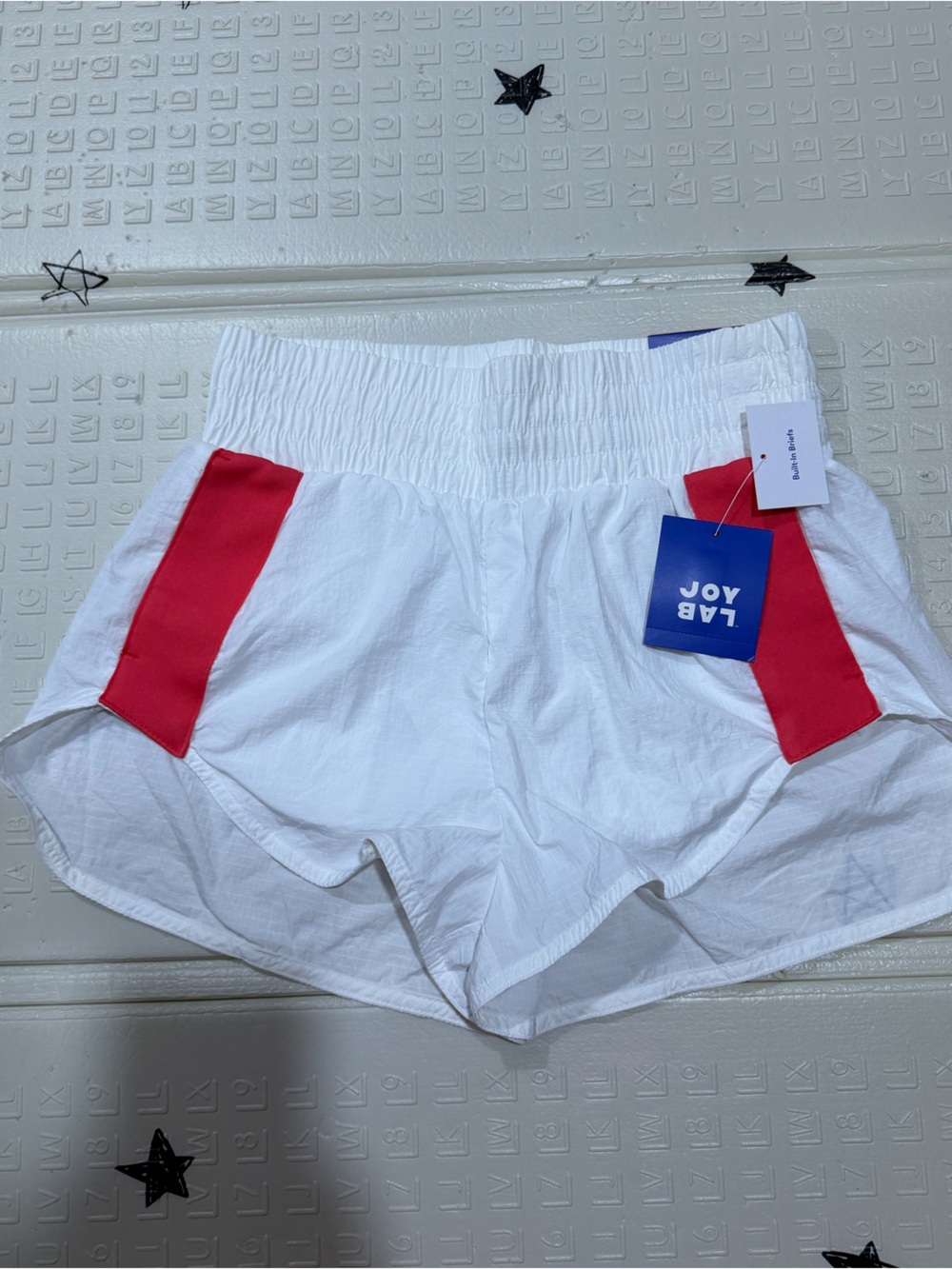 JoyLab White Athletic Shorts with Red Accent Panels